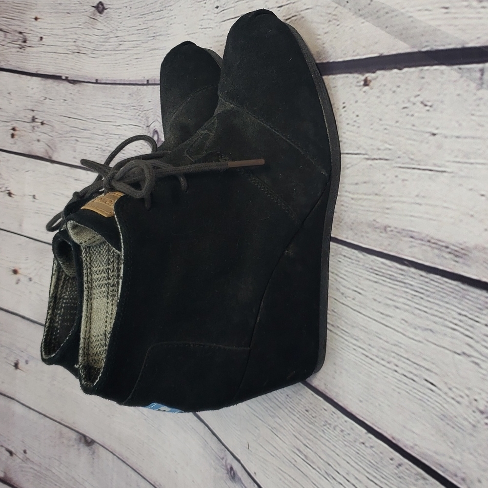 Toms Wedge Bootie 7 Black - Picture 2 of 10